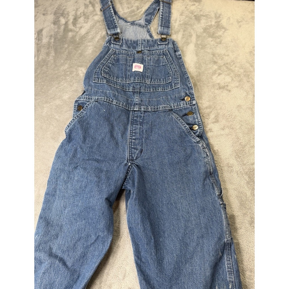 Vintage KEY Denim Bib Overalls Sz 6 Carpenter Workwear Distressed Paint Stained